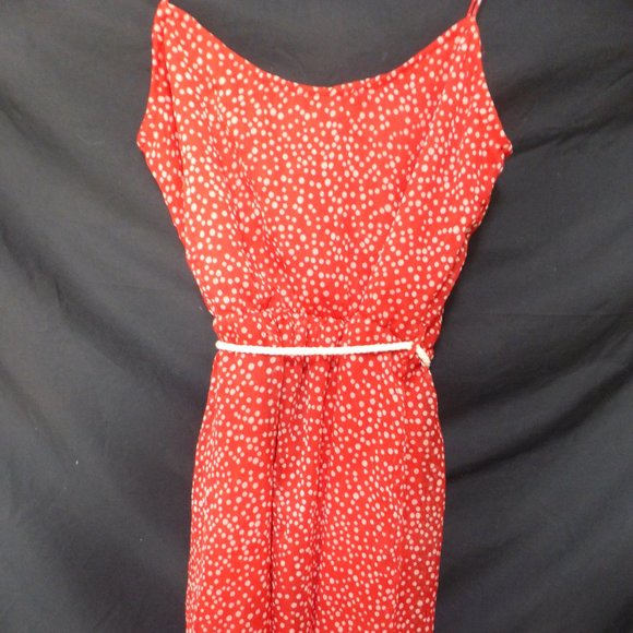 ZARA TRF COLLECTION, small, red polka dot spaghetti strap dress, rope belt BNWOT - Picture 2 of 11
